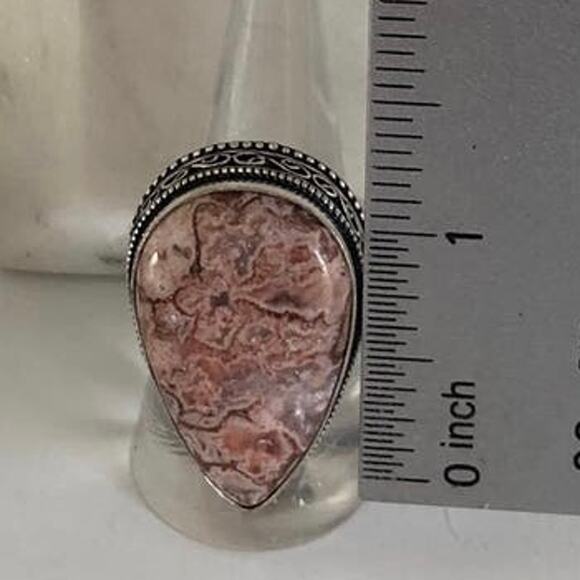 925 Sterling Crazy Lace Agate  Ring  Size 7.5 - Picture 5 of 5
